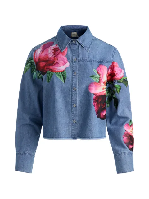 alice + olivia floral cropped denim shirt Blue CD602135057