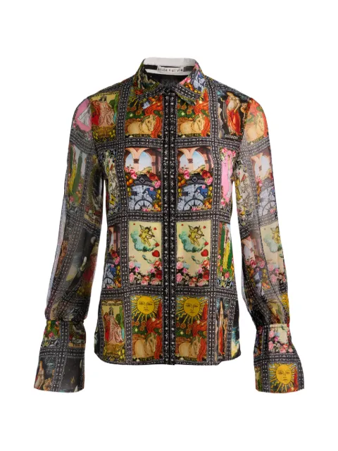 alice + olivia Wan slit-cuff button shirt Black CC602P78014