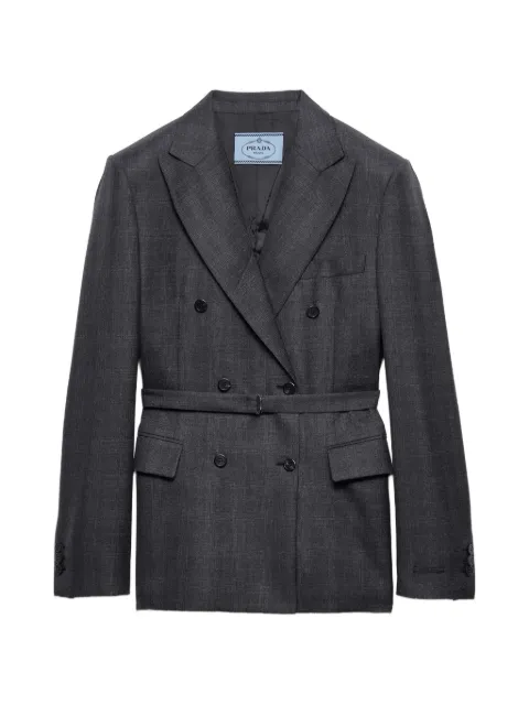 Prada double-breasted checked wool jacket Grey P595PHSOOO1N01