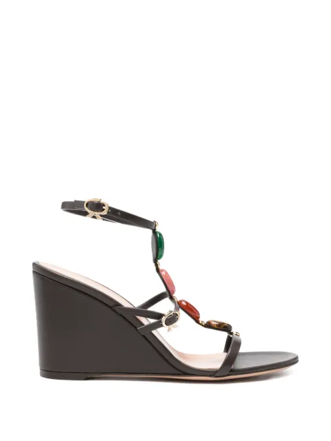 Gianvito Rossi Shanti stone-embellished wedge sandals Brown G3277685RICNAP