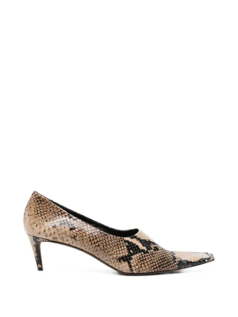 KHAITE Marlene snake-effect square-toe pumps Neutrals F2055