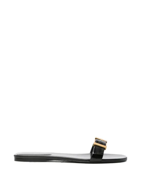 KHAITE Manhattan buckled-strap flat sandals Black F3120943
