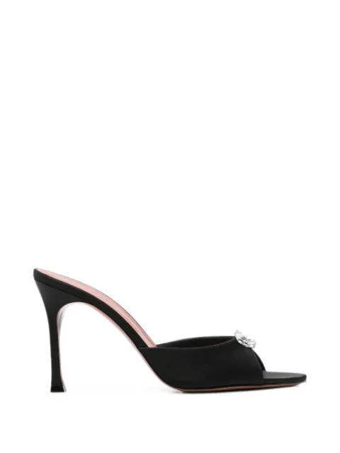Amina Muaddi Mini Camelia slippers 95 black satin Black 17S366395MINBLACK