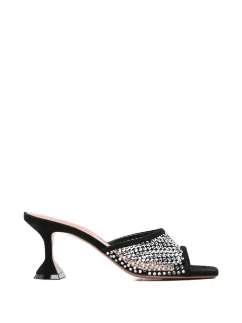 Amina Muaddi Lupita crystal net slippers 70 black suede and white crystals Black 17S366240LUP