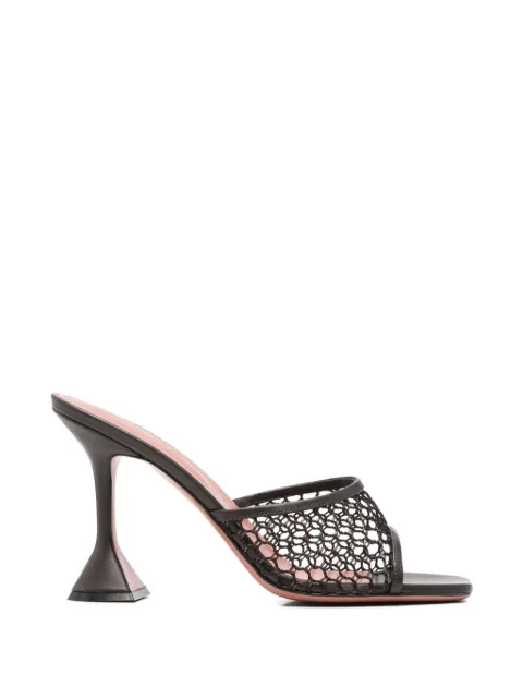 Amina Muaddi Lupita net slippers 95 mocha raffia Brown 13S361173LUP