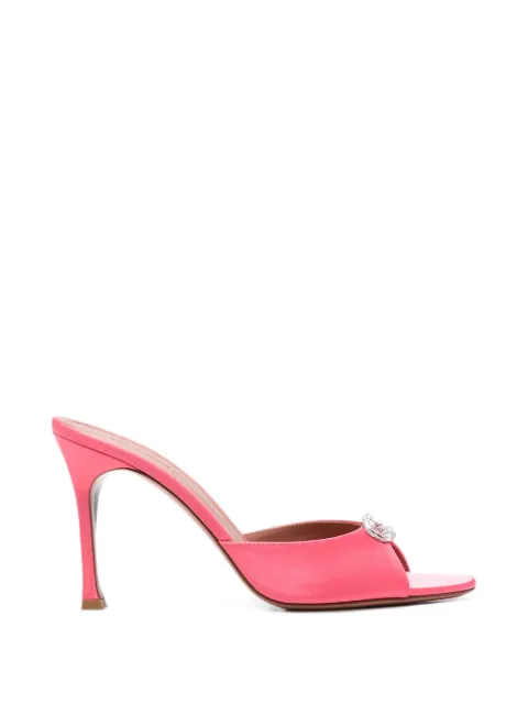 Amina Muaddi Mini Camelia slippers 95 coral satin Pink 17S366115MIN