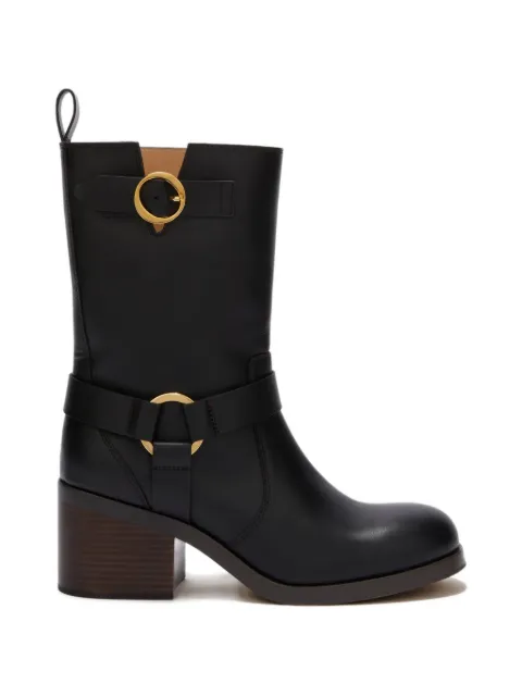 ODISSI Hailey harnessed strap leather boots Black OD43061A20024