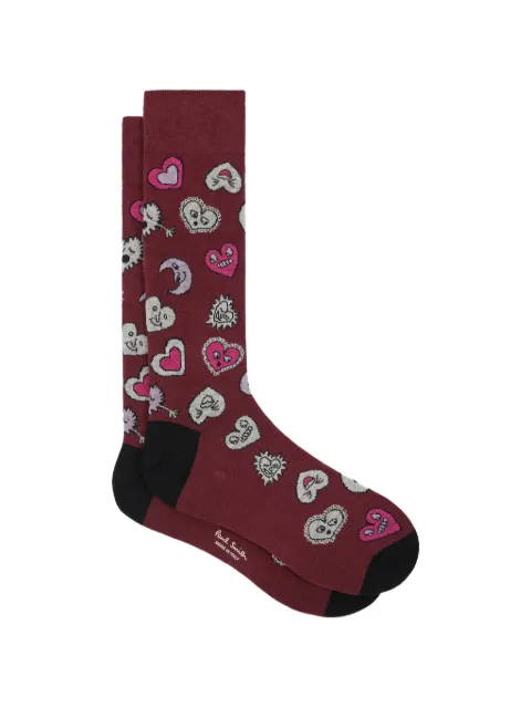 Paul Smith heart moon-print socks Red M1A800MOU914