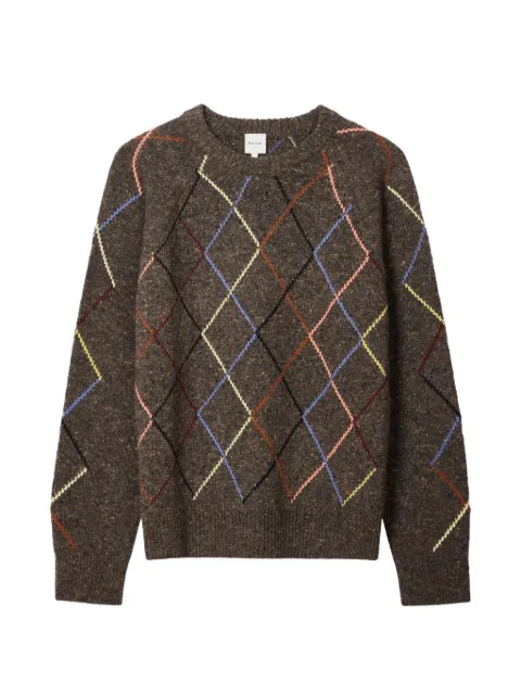Paul Smith argyle-intarsia flecked-knit sweater Brown M1R772ZV02970