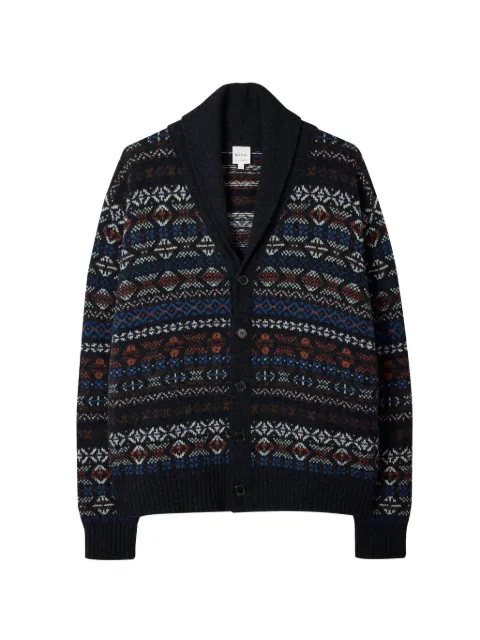 Paul Smith patterned shawl-collar cardigan Blue M1R755ZR02916