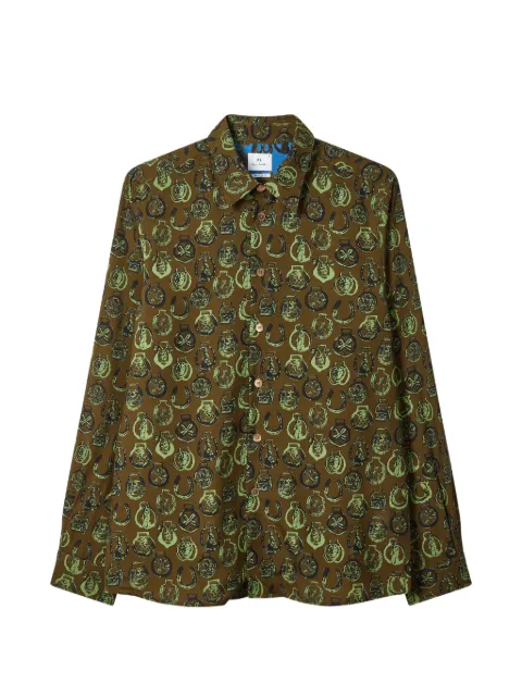 PS Paul Smith abstract-pattern shirt Brown M2R765XV22578