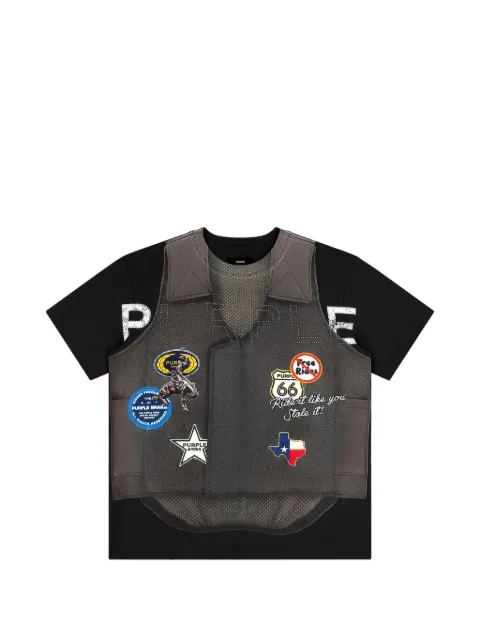 Purple Brand vest-print T-shirt Black P117HBDV726