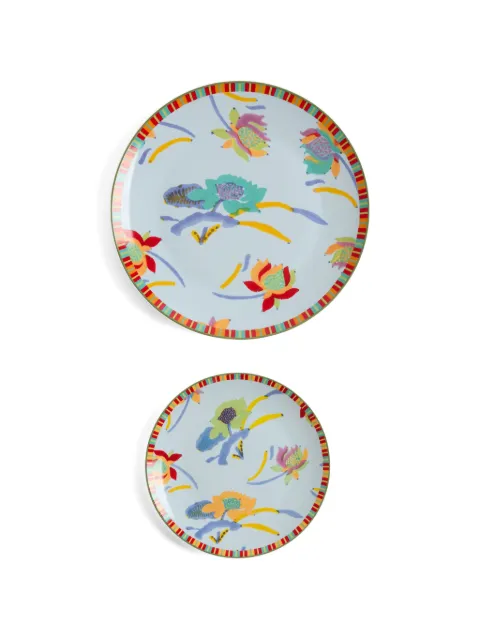 Lisa Corti floral plates (set of two) Blue 0SETPLATEPCL2