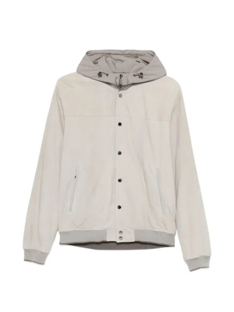 Moorer hooded press-stud bomber jacket Grey DARRENUR