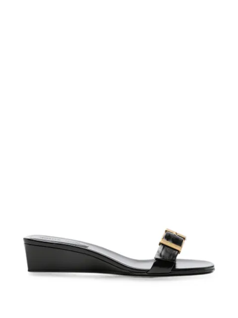 KHAITE Manhattan buckle-detail wedge sandals Black F3121943