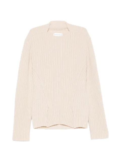 Victoria Beckham ribbed-knit slit-hem sweater Neutrals 1326KJU007314A
