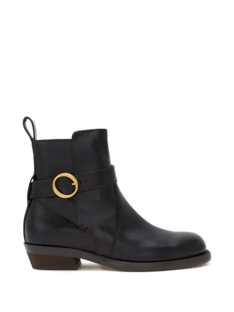 ODISSI Ornella ankle strap buckle leather boots Black OD43070A20034