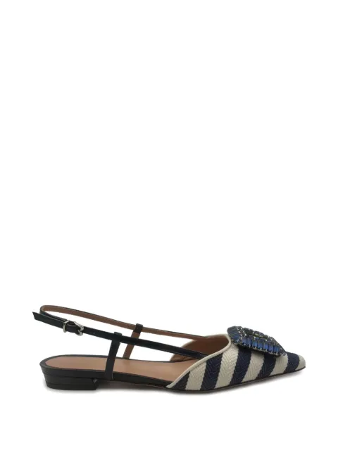 Roberto Festa Mimma striped buckle-fastening flat pumps Blue MIMMASUMMER