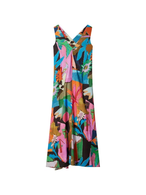 Paul Smith River Collage floral-print V-neck dress Blue W1R717DV03017