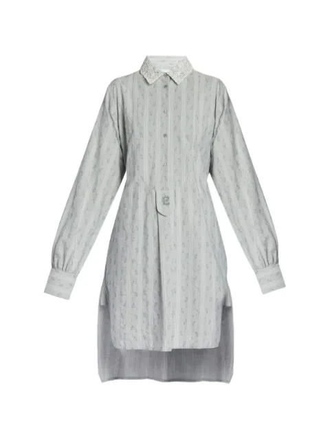 ERDEM striped collared dress Grey SS26D27451781007