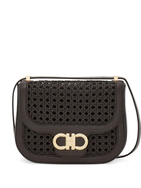 Ferragamo double Gancini north-south crossbody bag (XS) Brown 792923