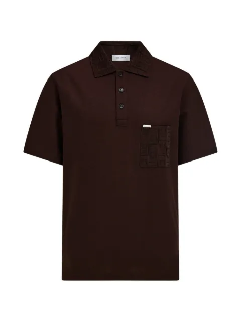 Ferragamo V-neck polo with jacquard pocket detail Brown 793823