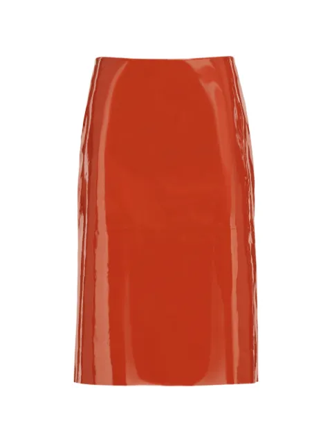 Ferragamo patent leather pencil skirt Orange 793104