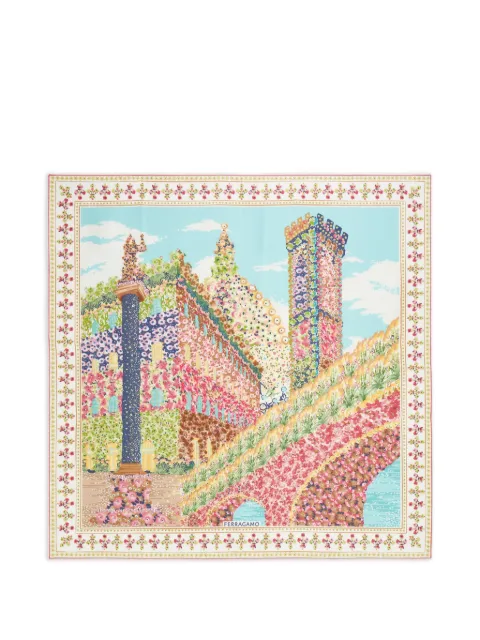 Ferragamo Palazzo Spini Feroni print silk scarf Pink 793544
