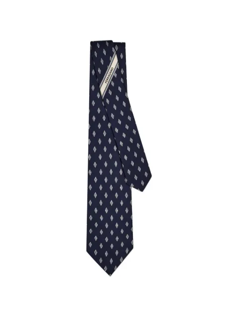 Ferragamo Micro Gancini print silk tie Blue 793837