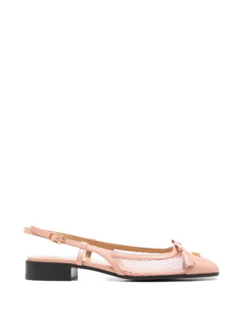 Valentino Garavani Valet Du Roi slingback ballerina in mesh and kidskin 25mm Pink WS0MH0PDY