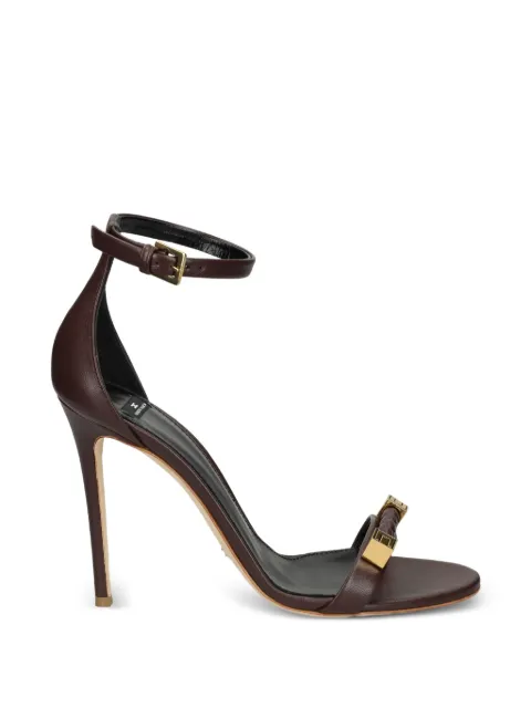 Elisabetta Franchi leather sandals with logo details Brown SA12L61E2