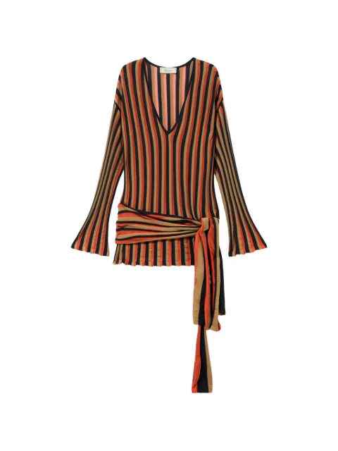 Blumarine striped V-neck mini dress Black 2A741A