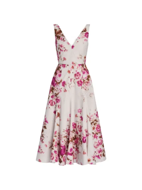 ERDEM V-neck floral-pattern midi dress White SS26D19651525019