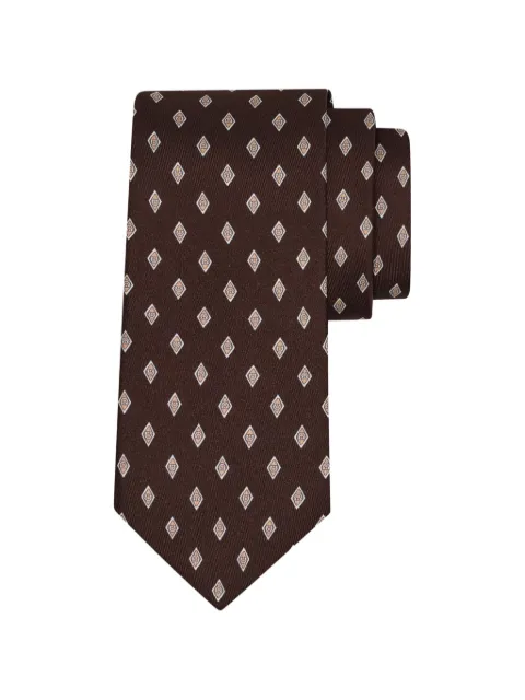Ferragamo micro Gancini print silk tie Brown 793838