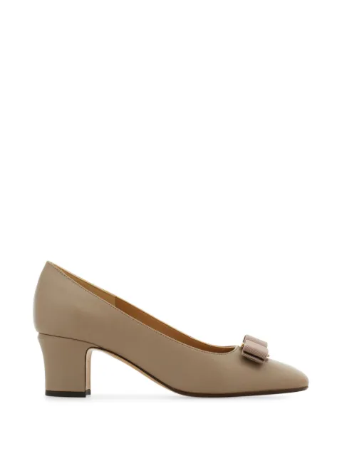 Ferragamo Vara bow block heel pumps Neutrals 794389
