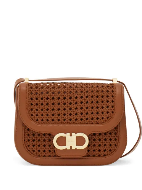 Ferragamo double Gancini north-south crossbody bag (XS) Brown 793374