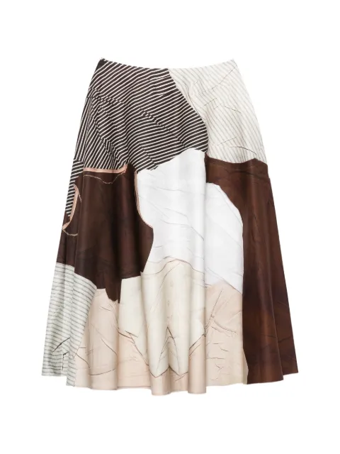 Moschino graphic-print midi skirt Brown 01320426