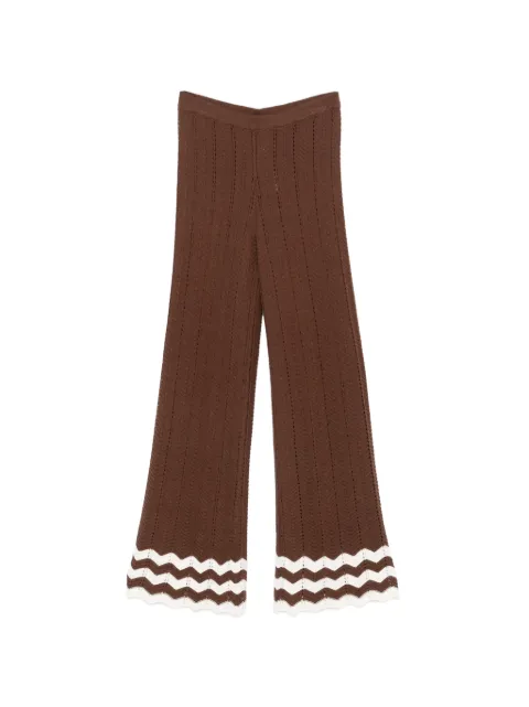 TWINSET knit trousers with zigzag detail and fringes Brown 261AP3062