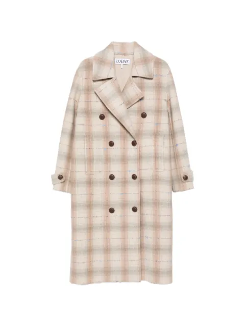 LOEWE double-breasted check-print coat Neutrals S359Y01XEI