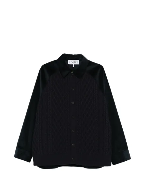 LOEWE cable knit corduroy jacket Blue H526Y05WFS