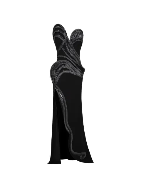 Gaby Charbachy strapless sequin-embellished gown Black GCS2048