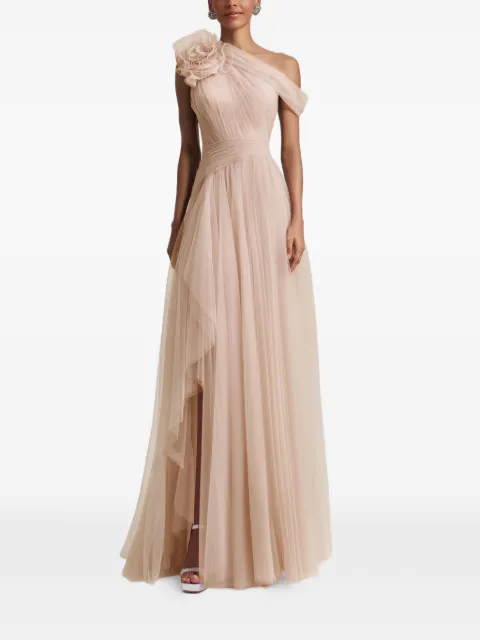 Gemy Maalouf flower one-shoulder maxi dress Neutrals EDSS241901LD