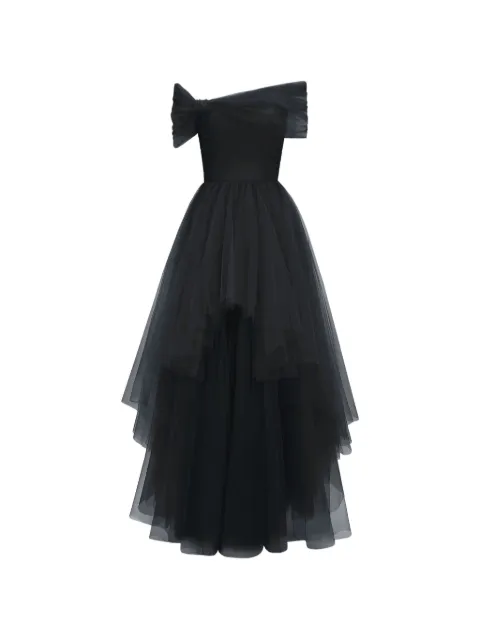 Gemy Maalouf asymmetrical tulle maxi dress Black EDSS231832LD