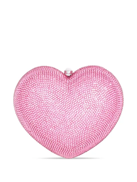 Judith Leiber L'Amour Petit Coeur crystal-embellished clutch bag Pink M32002