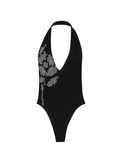 David Koma flower-detail halter bodysuit Black RE26DK07BS