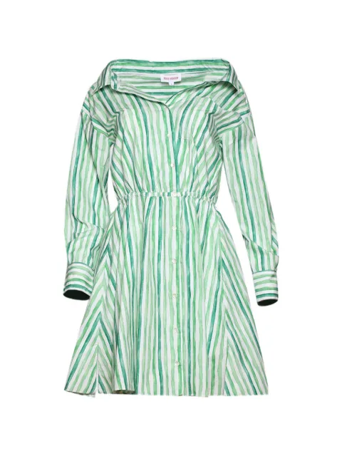 Rosie Assoulin stripe-pattern off-shoulder dress Green C261D09WC266