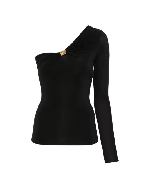 Elisabetta Franchi top in lightweight crêpe jersey fabric Black MD03062E2