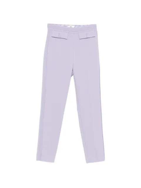 Elisabetta Franchi trousers in double layer stretch crêpe fabric with embroidered logo Purple PA17061E2