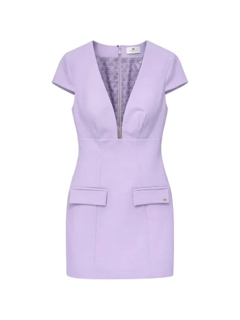 Elisabetta Franchi V-neck flap-pocket mini dress Purple AB92661E2EV7