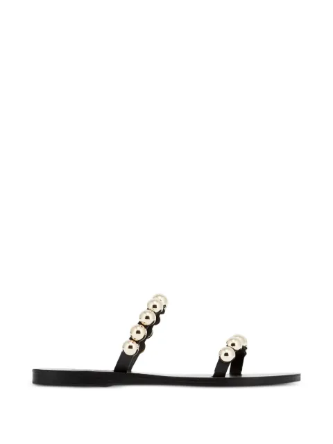 Ancient Greek Sandals Lambri leather flat sandals Black LAMBRIVACHETTA